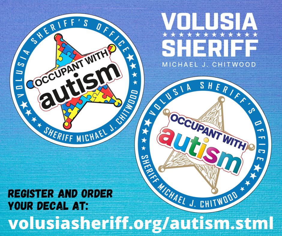 VSO 'Occupant With Autism' Decals Available For All Volusia County & City Residents Image